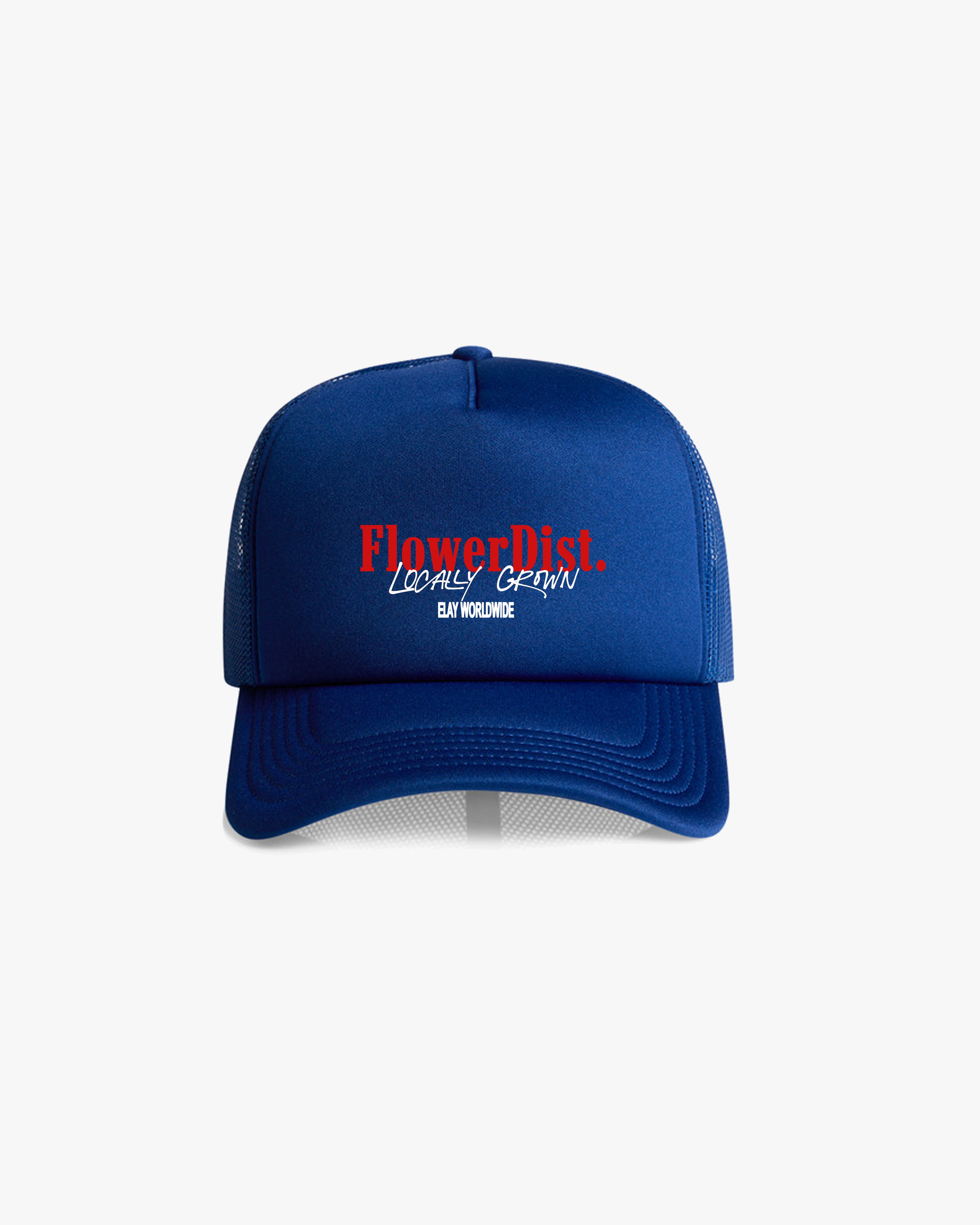 FLOWER DIST. TRUCKER CAP BLUE